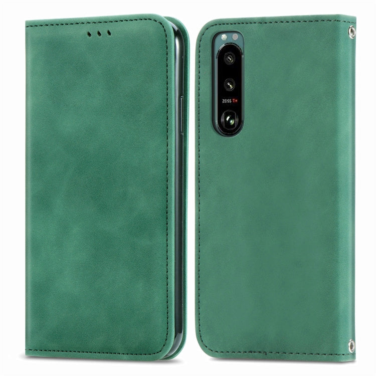 For Sony Xperia 5 IV Retro Skin Feel Magnetic Leather Phone Case