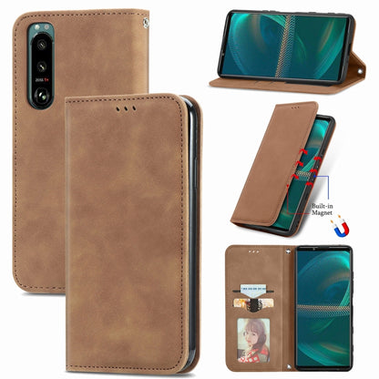 For Sony Xperia 5 IV Retro Skin Feel Magnetic Leather Phone Case