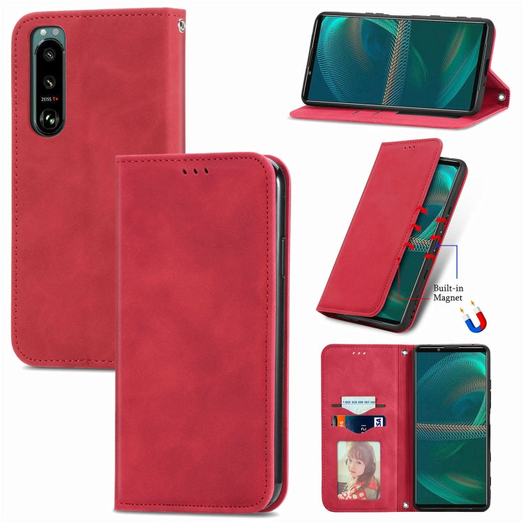 For Sony Xperia 5 IV Retro Skin Feel Magnetic Leather Phone Case