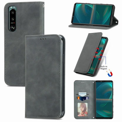 For Sony Xperia 5 IV Retro Skin Feel Magnetic Leather Phone Case