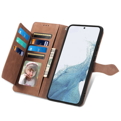Embossed Flower Zipper Leather Phone Case, For Samsung Galaxy S23 5G, For Samsung Galaxy S23 Plus 5G, For Samsung Galaxy S23 Ultra 5G