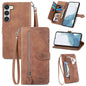 Embossed Flower Zipper Leather Phone Case, For Samsung Galaxy S23 5G, For Samsung Galaxy S23 Plus 5G, For Samsung Galaxy S23 Ultra 5G