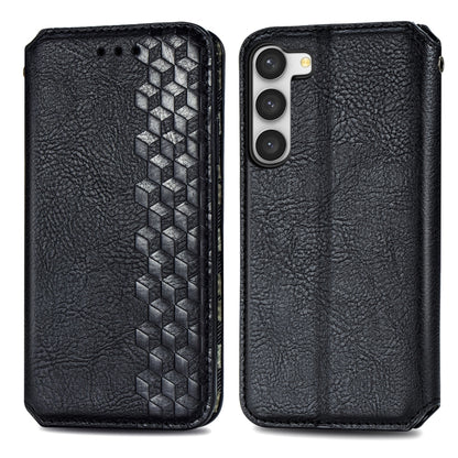 Cubic Grid Pressed Magnetic Leather Phone Case, For Samsung Galaxy S23 5G, For Samsung Galaxy S23+ 5G, For Samsung Galaxy S23 Ultra 5G