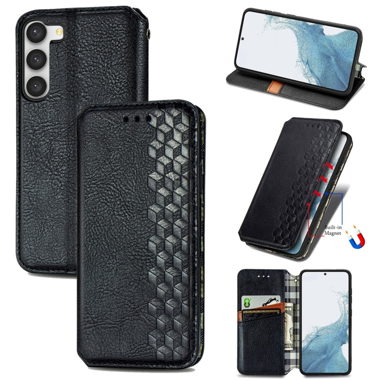 Cubic Grid Pressed Magnetic Leather Phone Case, For Samsung Galaxy S23 5G, For Samsung Galaxy S23+ 5G, For Samsung Galaxy S23 Ultra 5G