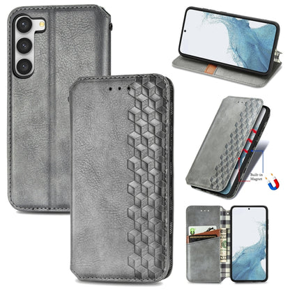 Cubic Grid Pressed Magnetic Leather Phone Case, For Samsung Galaxy S23 5G, For Samsung Galaxy S23+ 5G, For Samsung Galaxy S23 Ultra 5G