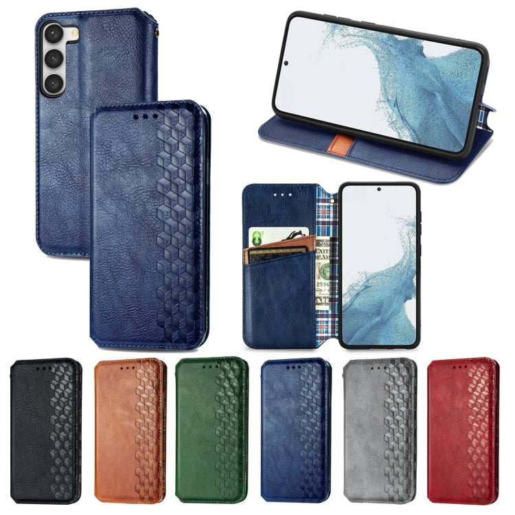 Cubic Grid Pressed Magnetic Leather Phone Case, For Samsung Galaxy S23 5G, For Samsung Galaxy S23+ 5G, For Samsung Galaxy S23 Ultra 5G