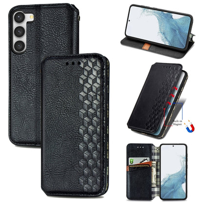 Cubic Grid Pressed Magnetic Leather Phone Case, For Samsung Galaxy S23 5G, For Samsung Galaxy S23+ 5G, For Samsung Galaxy S23 Ultra 5G
