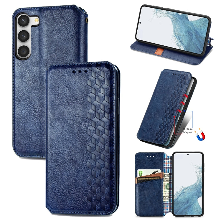 Cubic Grid Pressed Magnetic Leather Phone Case, For Samsung Galaxy S23 5G, For Samsung Galaxy S23+ 5G, For Samsung Galaxy S23 Ultra 5G