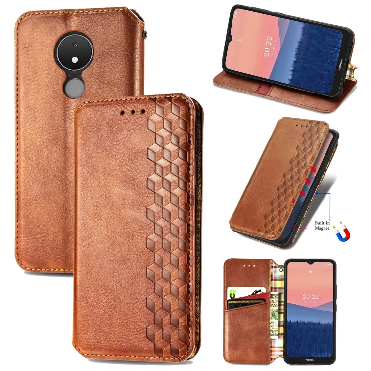Cubic Grid Pressed Magnetic Leather Phone Case, For Samsung Galaxy S23 5G, For Samsung Galaxy S23+ 5G, For Samsung Galaxy S23 Ultra 5G, For Nokia C21