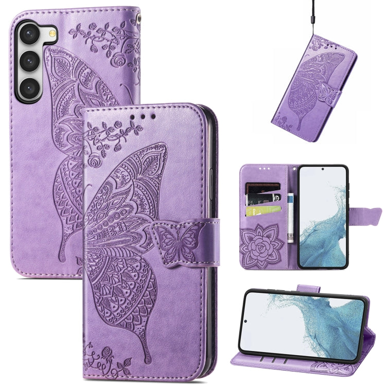 Butterfly Love Flower Embossed Leather Phone Case