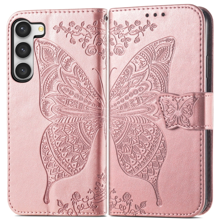 Butterfly Love Flower Embossed Leather Phone Case