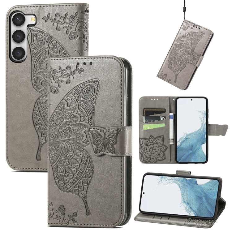 Butterfly Love Flower Embossed Leather Phone Case