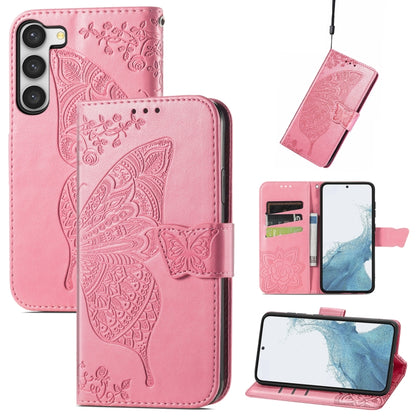 Butterfly Love Flower Embossed Leather Phone Case