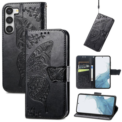 Butterfly Love Flower Embossed Leather Phone Case