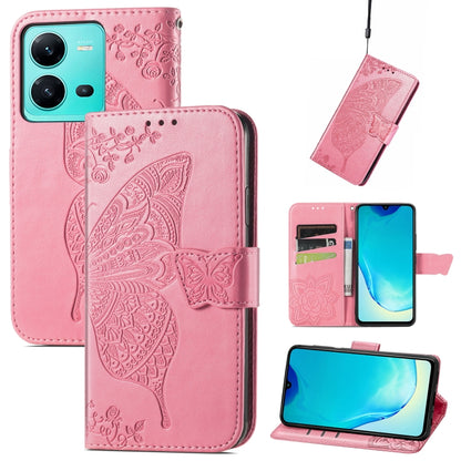 Butterfly Love Flower Embossed Leather Phone Case