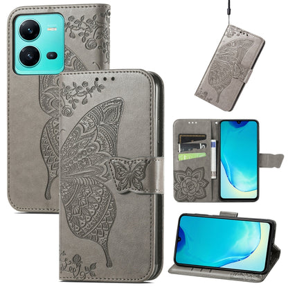 Butterfly Love Flower Embossed Leather Phone Case