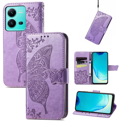 Butterfly Love Flower Embossed Leather Phone Case