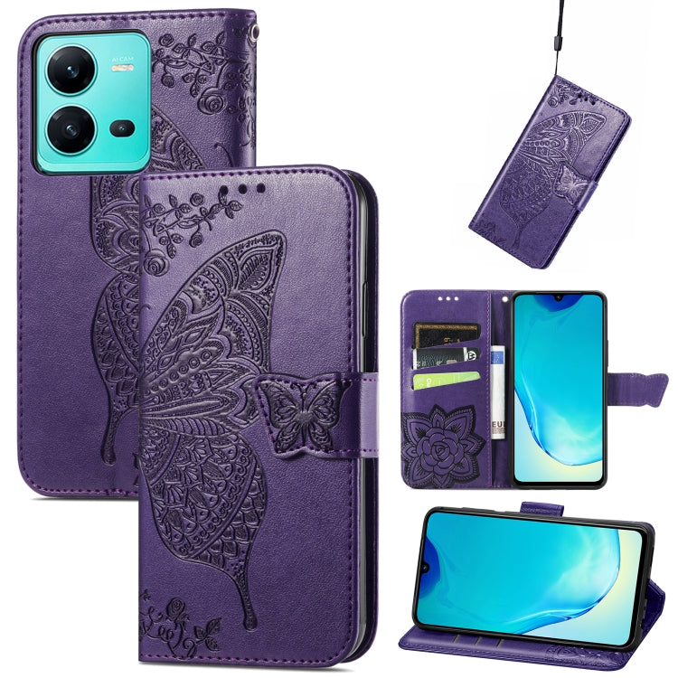 Butterfly Love Flower Embossed Leather Phone Case