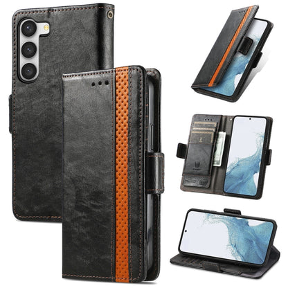 CaseNeo Splicing Dual Magnetic Buckle Leather Phone Case, For Samsung Galaxy S23 5G, For Samsung Galaxy S23+ 5G, For Samsung Galaxy S23 Ultra 5G, For vivo V25
