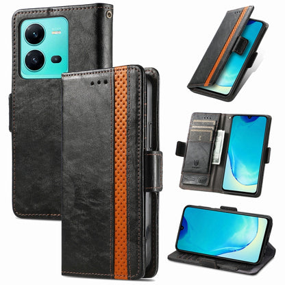 CaseNeo Splicing Dual Magnetic Buckle Leather Phone Case, For Samsung Galaxy S23 5G, For Samsung Galaxy S23+ 5G, For Samsung Galaxy S23 Ultra 5G, For vivo V25