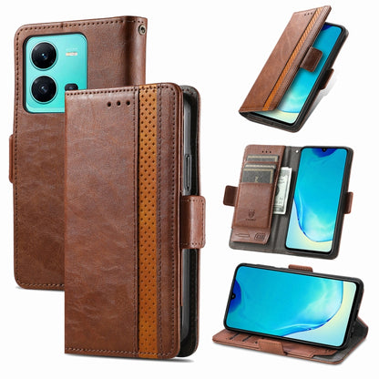 CaseNeo Splicing Dual Magnetic Buckle Leather Phone Case, For Samsung Galaxy S23 5G, For Samsung Galaxy S23+ 5G, For Samsung Galaxy S23 Ultra 5G, For vivo V25