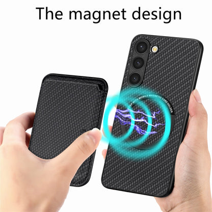 Carbon Fiber Leather Card Magsafe Case, For Samsung Galaxy S23 5G, For Samsung Galaxy S23+ 5G, For Samsung Galaxy S23 Ultra 5G