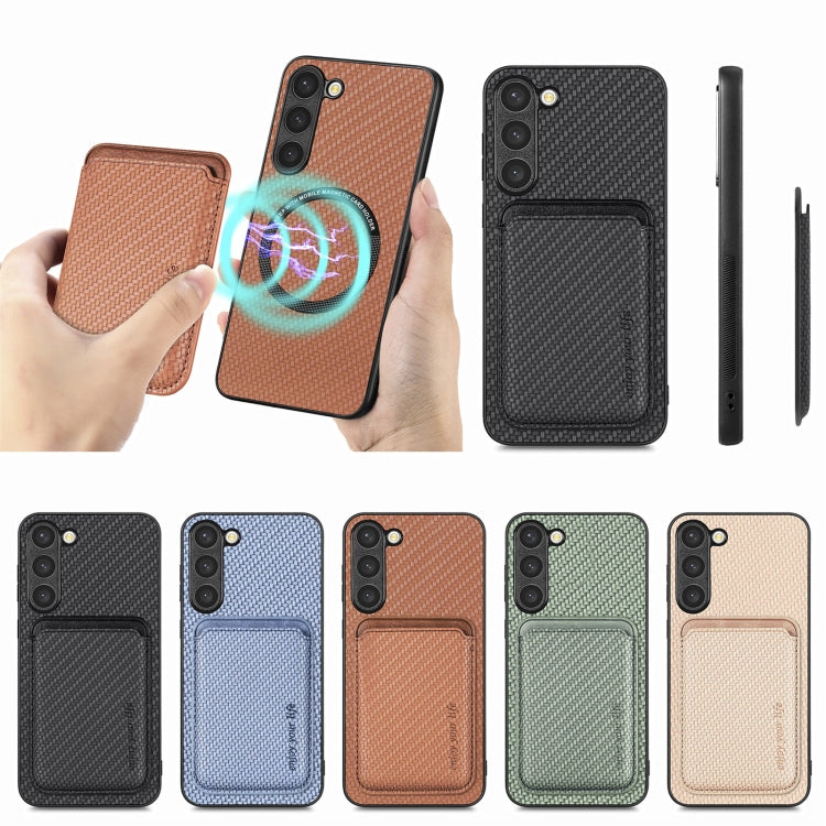 Carbon Fiber Leather Card Magsafe Case, For Samsung Galaxy S23 5G, For Samsung Galaxy S23+ 5G, For Samsung Galaxy S23 Ultra 5G