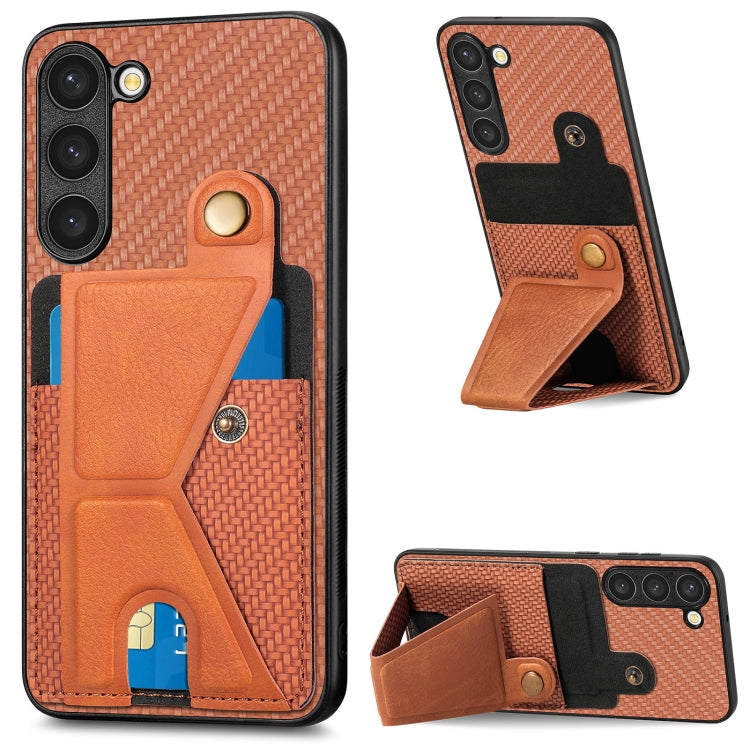 Carbon Fiber Wallet Flip Card Holder Phone Case, For Samsung Galaxy S23 5G, For Samsung Galaxy S23+ 5G, For Samsung Galaxy S23 Ultra 5G