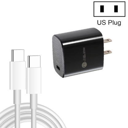 PD11 Single PD3.0 USB-C / Type-C 20W Fast Charger with 1m Type-C to Type-C Data Cable, US Plug, US Plug + Type-C to Type-C Cable