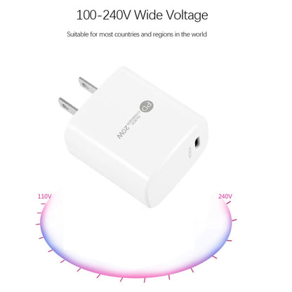 PD11 Single PD3.0 USB-C / Type-C 20W Fast Charger with 1m Type-C to Type-C Data Cable, US Plug, US Plug + Type-C to Type-C Cable