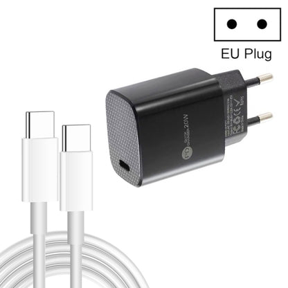PD11 Single PD3.0 USB-C / Type-C 20W Fast Charger with 1m Type-C to Type-C Data Cable, EU Plug, EU Plug + Type-C to Type-C Cable