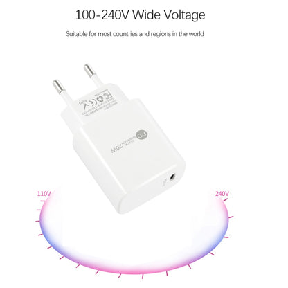 PD11 Single PD3.0 USB-C / Type-C 20W Fast Charger with 1m Type-C to Type-C Data Cable, EU Plug, EU Plug + Type-C to Type-C Cable