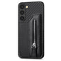 Carbon Ffiber Flip Zipper Wallet Phone Case, For Samsung Galaxy S23+ 5G, For Samsung Galaxy S23 Ultra 5G