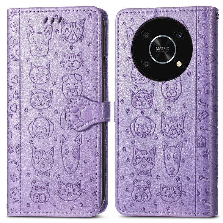 Cute Cat and Dog Embossed Leather Phone Case, For Huawei Nova Y90, For Motorola Edge 30 Neo, For Nokia C21