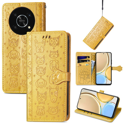 Cute Cat and Dog Embossed Leather Phone Case, For Huawei Nova Y90, For Motorola Edge 30 Neo, For Nokia C21
