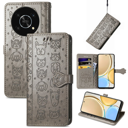 Cute Cat and Dog Embossed Leather Phone Case, For Huawei Nova Y90, For Motorola Edge 30 Neo, For Nokia C21