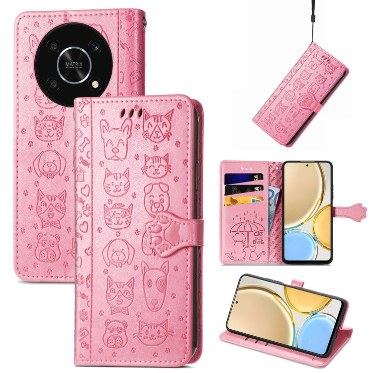Cute Cat and Dog Embossed Leather Phone Case, For Huawei Nova Y90, For Motorola Edge 30 Neo, For Nokia C21
