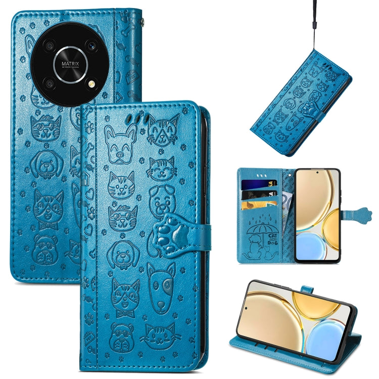 Cute Cat and Dog Embossed Leather Phone Case, For Huawei Nova Y90, For Motorola Edge 30 Neo, For Nokia C21