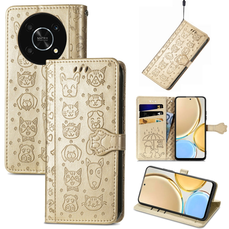 Cute Cat and Dog Embossed Leather Phone Case, For Huawei Nova Y90, For Motorola Edge 30 Neo, For Nokia C21