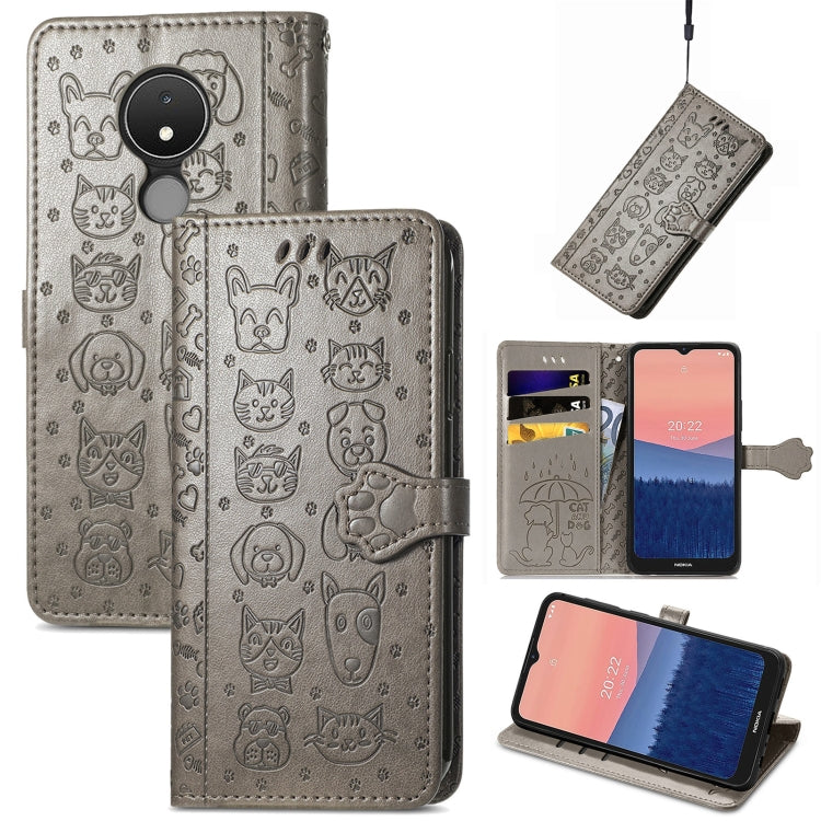Cute Cat and Dog Embossed Leather Phone Case, For Huawei Nova Y90, For Motorola Edge 30 Neo, For Nokia C21
