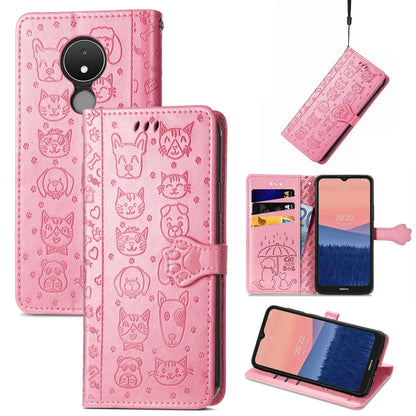 Cute Cat and Dog Embossed Leather Phone Case, For Huawei Nova Y90, For Motorola Edge 30 Neo, For Nokia C21