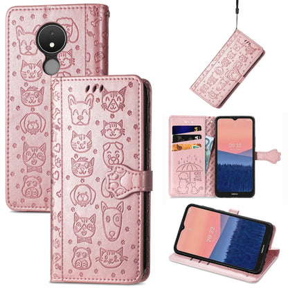 Cute Cat and Dog Embossed Leather Phone Case, For Huawei Nova Y90, For Motorola Edge 30 Neo, For Nokia C21