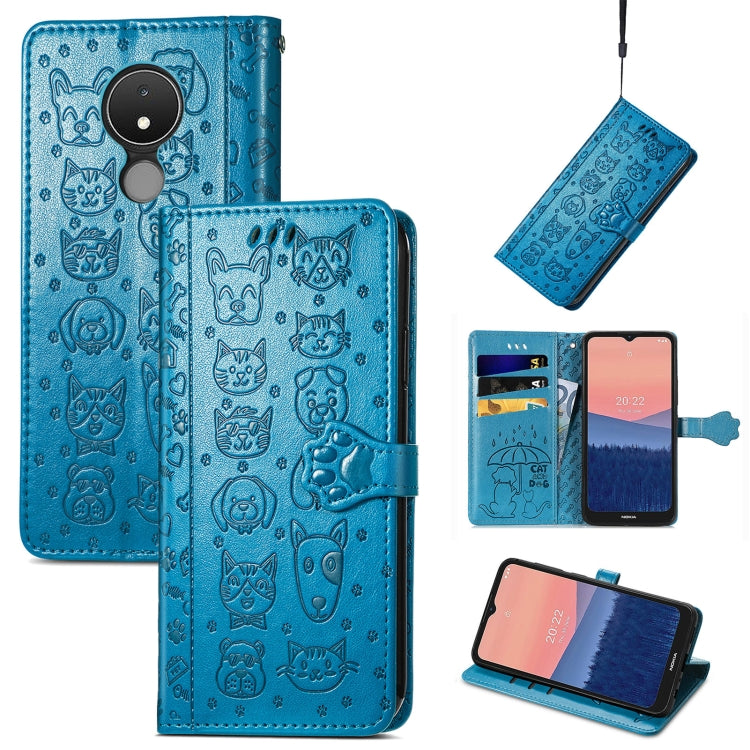 Cute Cat and Dog Embossed Leather Phone Case, For Huawei Nova Y90, For Motorola Edge 30 Neo, For Nokia C21