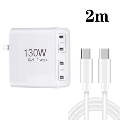 GaN 130W 4-Port USB-C PD65W / PD30W Multi Port Type-C Charger with 2m Type-C to Type-C Data Cable Set