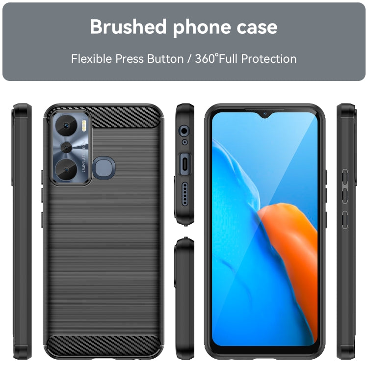 For Infinix Hot 20i Brushed Texture Carbon Fiber TPU Phone Case, For Infinix Hot 20i