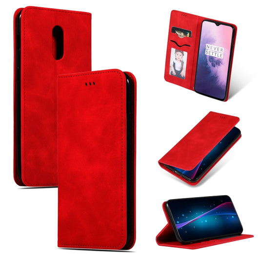 Retro Skin Feel Business Magnetic Horizontal Flip Leather Case for OnePlus 7