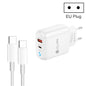 PD04 Type-C + USB Mobile Phone Charger with Type-C to Type-C Cable, EU Plug