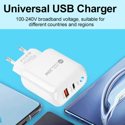 PD04 Type-C + USB Mobile Phone Charger with Type-C to Type-C Cable, EU Plug
