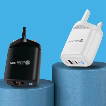 PD04 Type-C + USB Mobile Phone Charger with Type-C to Type-C Cable, UK Plug, UK Plug + Type-C to Type-C Cable