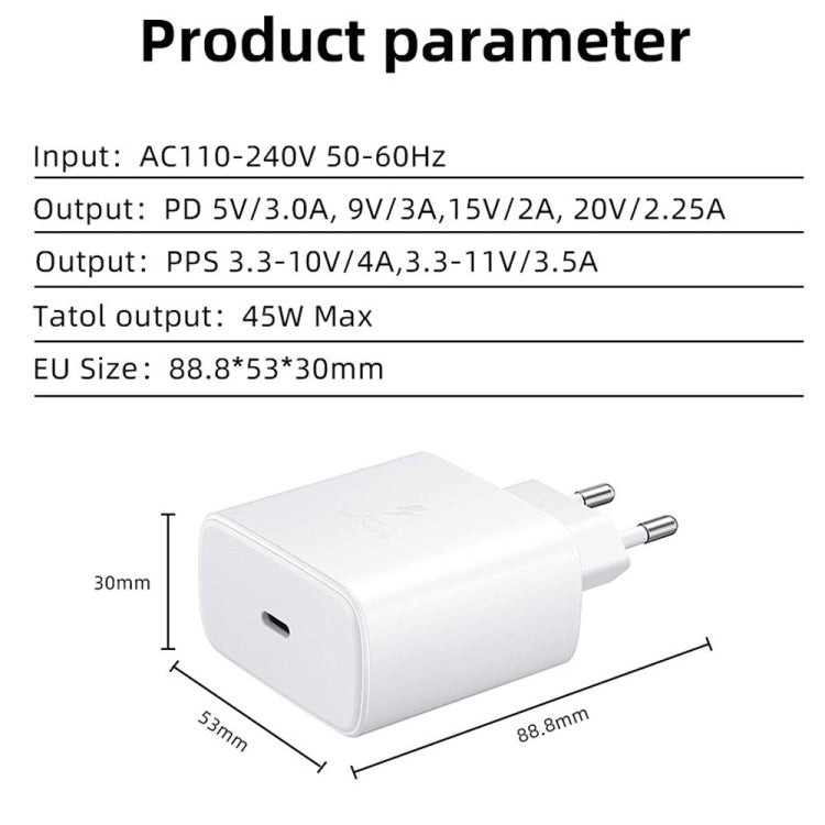 M135 45W USB-C / Type-C Port Fast Charger with 5A Type-C to Type-C Cable, EU Plug